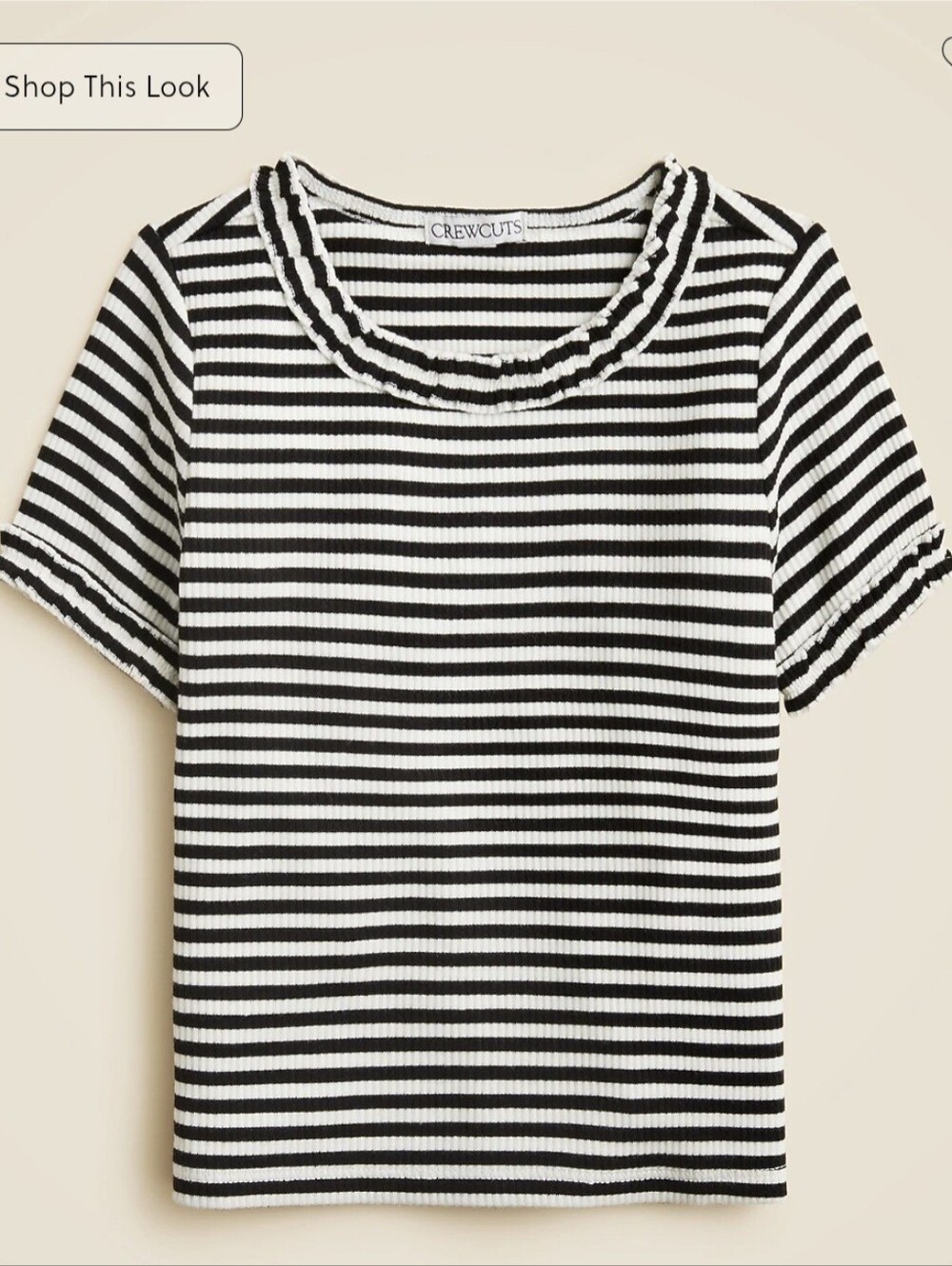 J.Crew Crewcuts Girls' short-sleeve ruffle-trim T-shirt in striped Blue XS NWT